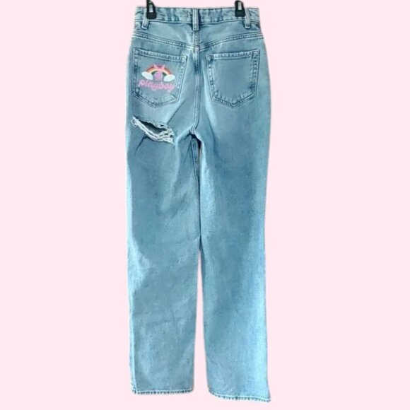 Playboy x PacSun Y2K Aesthetic  Bunny Jeans Distressed Sz 24.  Sale 60% Off - Picture 3 of 13